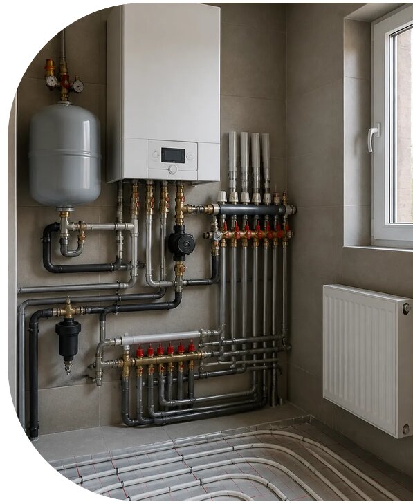 Монтаж отопления в частном доме в Губахе от 155490 р. | АПаруса-Гбх
